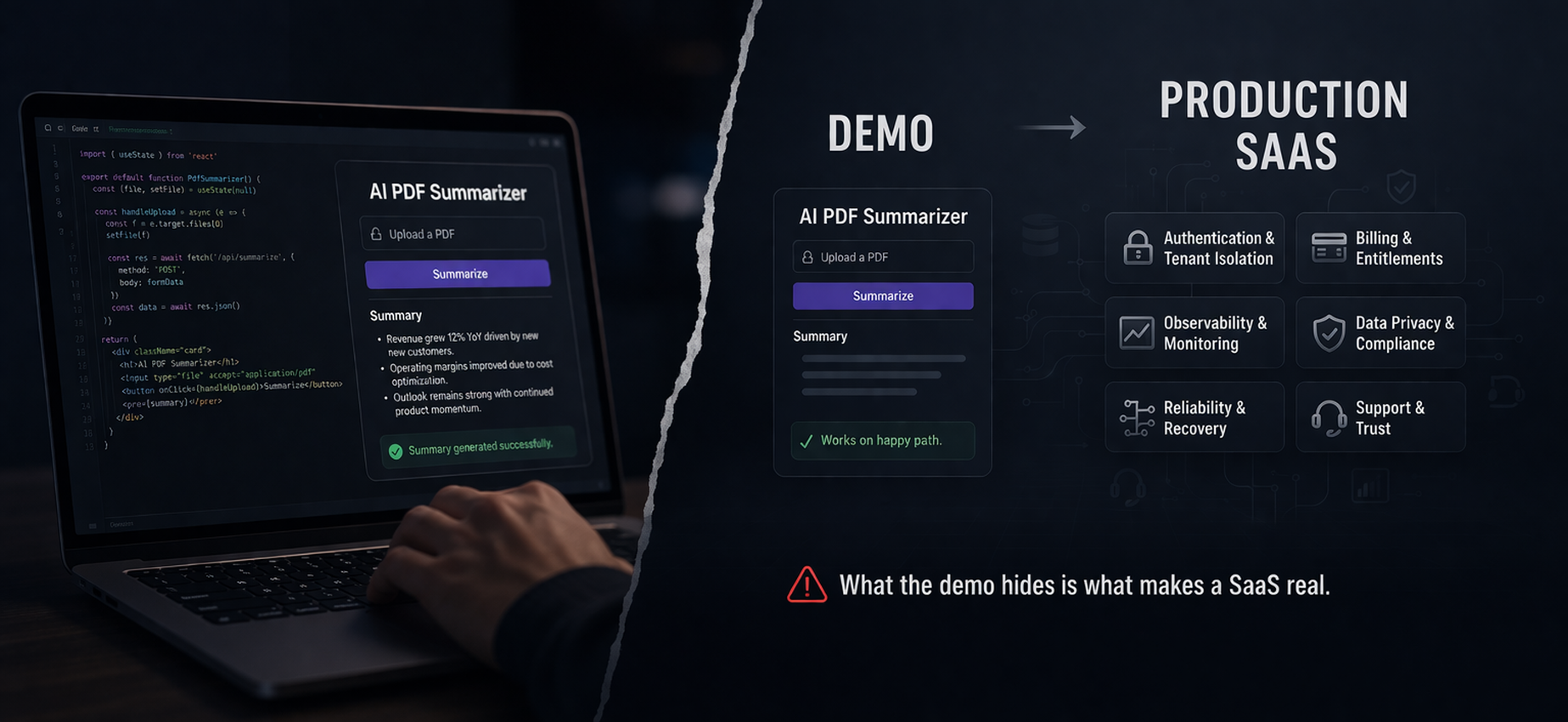 Vibe coding gets you a demo, not a production SaaS
